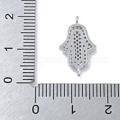 Placcatura in ottone micro pavé zirconi cubici trasparenti religione hamsa mano connettore ciondoli&nbsp;KK-A23410-053P