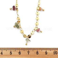 Collares de cadena de lentejuelas planas y rolo de latón para mujer&nbsp;NJEW-D302-55