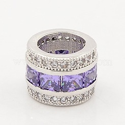 Mittel lila cz Schmuck BeZubehör Messing Micro Pave Zirkonia Perlen&nbsp;X-ZIRC-M015-25P-NR