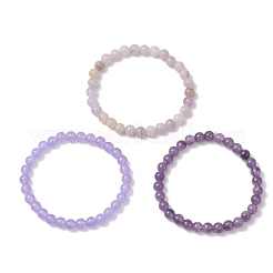 Pulsera elástica redonda con cuentas de amatista natural&nbsp;BJEW-JB12835