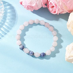3 pulsera elástica de cuentas redondas con piedras preciosas naturales y sintéticas esmeriladas de 3 estilos para mujeres y hombres.&nbsp;BJEW-JB12471