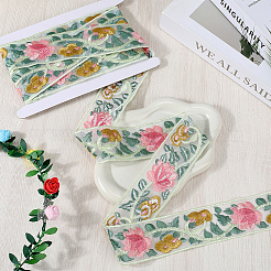 Ruban de bordure florale en organza brodé en polyester de 4.9~5 mètre&nbsp;OCOR-CY0001-15A