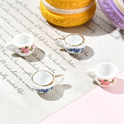 4 Stück 2 Stile Miniatur-Keramik-Tassen-Ornamente&nbsp;AJEW-YW0002-10