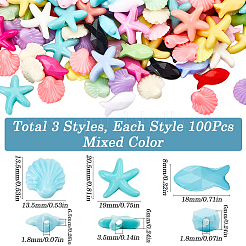 300pcs 3 Arten undurchsichtige Acrylperlen&nbsp;FIND-SC0012-59A