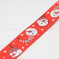 Noël bonhomme de neige ruban gros-grain imprimé pour le paquet de cadeau de Noël&nbsp;SRIB-D012-25mm-02