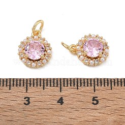 Charms de circonita cúbica rosa con micropavé de latón&nbsp;CU-CBA746B-03A-G