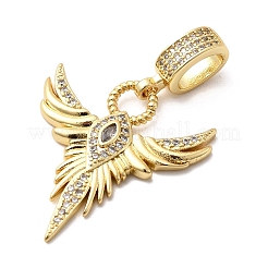 Pendentifs ailes d'ange en laiton micro pavé et zircone cubique transparente&nbsp;KK-H519-16B-G