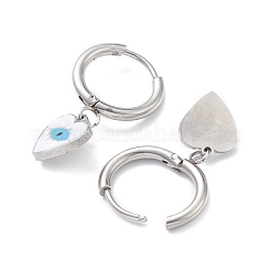 3 paio di 3 cuori smaltati in stile con orecchini pendenti a cerchio malocchio&nbsp;EJEW-B020-22P