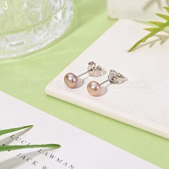 San Valentín presenta para ella 925 aretes de bola de plata esterlina&nbsp;EJEW-D029-4.5mm-1