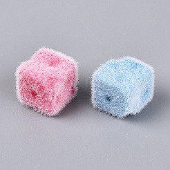 Perles cubiques opaques en acrylique floquées&nbsp;OACR-T030-08M