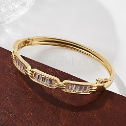 Bracelets à charnière en laiton avec micro pavé de zircone cubique transparent pour femmes&nbsp;BJEW-K274-06G