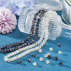 2 brin 2 styles de perles en verre transparent électrolytique&nbsp;EGLA-TA0013-68
