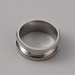 201 geriffelte Fingerringfassungen aus Edelstahl&nbsp;STAS-WH0027-26C-P