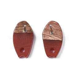 Undurchsichtige Ohrstecker aus Harz und Walnussholz&nbsp;MAK-N032-010A-B03