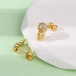 Messing Micro Pave klare Zirkonia Ohrringe&nbsp;EJEW-D328-03G-05