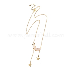 Colliers pour femmes avec pendentif lune en perles de quartz rose naturel et chaîne en laiton.&nbsp;NJEW-TA00257-03