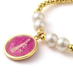 Bracciale regolabile piatto rotondo con ciondoli della vergine santa&nbsp;BJEW-Z073-01G-04