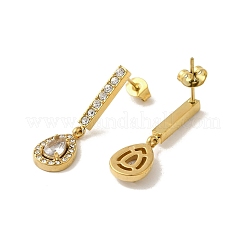 Ohrstecker für Damen aus Edelstahl mit Ionenplattierung (IP)&nbsp;EJEW-M024-08C-G