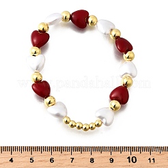 Pulseras elásticas con cuentas de perlas de imitación ABS para San Valentín para mujer&nbsp;BJEW-D317-08C-G
