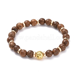 Bracelet extensible perles rondes en bois naturel&nbsp;BJEW-JB07101
