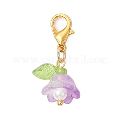 Decorazioni pendenti a forma di fiore in vetro trasparente bicolore verniciato a spruzzo&nbsp;HJEW-MZ00325