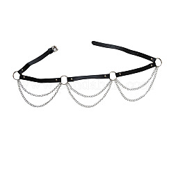 Chaîne de taille à pompon en alliage de cuir synthétique noir&nbsp;FS-WG3539B-01