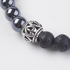 Natürliche Lava Rock Perlen Stretch Armbänder&nbsp;BJEW-I241-04