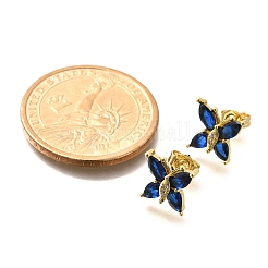 Orecchini a bottone a farfalla in ottone con micro pavè di zirconi cubici&nbsp;EJEW-C126-03G