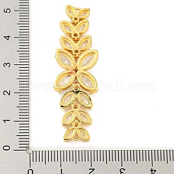 Messing Pavé klare Zirkonia Blume mit Blatt Verbinder Verbinder Charms&nbsp;KK-P277-52G-01