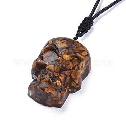 Collane con ciondolo in pietra preziosa naturale teschio di halloween&nbsp;NJEW-P253-A