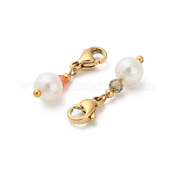 Decorazioni pendenti rotonde in perle sintetiche e vetro ABS&nbsp;STAS-K306-47G
