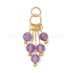 Dijes de borlas con cuentas redondas facetadas de gemas mixtas naturales&nbsp;PALLOY-JF05107