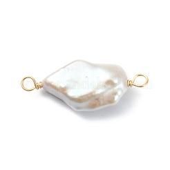 Natürliche barocke Perle Keshi Perle Kupferdraht umwickelt Verbindungsanhänger&nbsp;PALLOY-JF02085-01