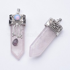 Quartz rose naturel gros pendentifs pointus&nbsp;G-F340-05E