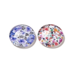 Cabochons di vetro con disegno fiore mezzotondo &nbsp;GGLA-A002-12mm-UU