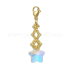 Décorations de pendentifs en verre coeur/lune/étoile/flocon de neige/croix&nbsp;HJEW-MZ00004