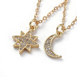 Ensembles de collier pendentif en laiton zircon cubique micro pavé&nbsp;NJEW-JN02671
