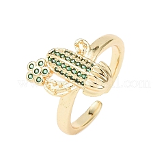 Bagues de manchette réglables en laiton avec micro pavé de zircones cubiques pour femmes&nbsp;RJEW-B138-02G