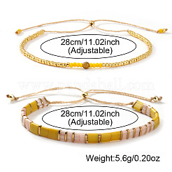 Verstellbare europäische Armbandsets aus geflochtenen Glasperlen&nbsp;TQ4434-1