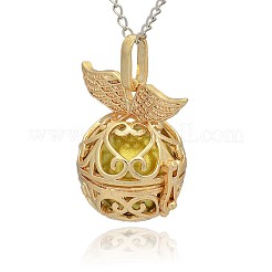 Pendentifs à cage ronde creuse en laiton doré&nbsp;KK-J237-01G