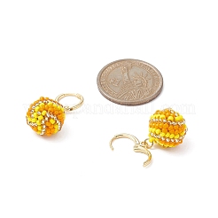 Orecchini miyuki fatti a mano con semi giapponesi intrecciati a sfera rotonda pendenti a leva&nbsp;EJEW-MZ00073-02