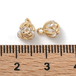 Ciondoli a forma di fiore in ottone con zirconi cubici&nbsp;KK-A286-21G-01
