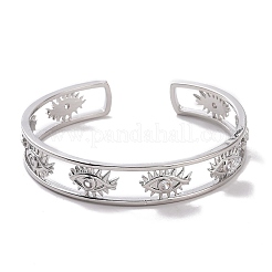 Offener Armreif mit klarem Zirkonia-Auge&nbsp;BJEW-P293-01P