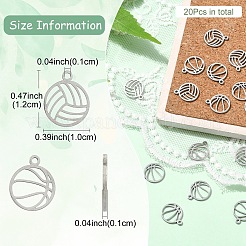 20 pz 2 stili ciondoli in acciaio inossidabile 304&nbsp;STAS-YW0002-59