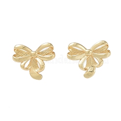 Boucles d'oreilles en laiton avec nœud papillon plaqué en rack pour femmes&nbsp;EJEW-NH0002-02G