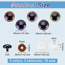 10 Satz 5 Farben Kunststoff-Bastelaugen&nbsp;KY-OC0001-27B