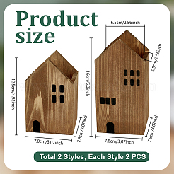 Juego de portalápices y bolígrafos de madera multiusos con forma de casa&nbsp;CON-WH0110-337
