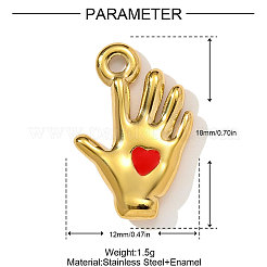 Herz mit Handanhängern 304 Edelstahl Emaille Anhänger&nbsp;STAS-OY004-15G