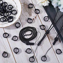 36 anneau en silicone avec 6 cordons en polyester pour collier et pendentif anti-perte&nbsp;DIY-GF0008-07B