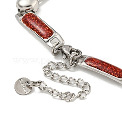 Bracciali a catena rettangolare in acciaio inossidabile 304 smaltati con polvere glitterata&nbsp;BJEW-S153-04P-01